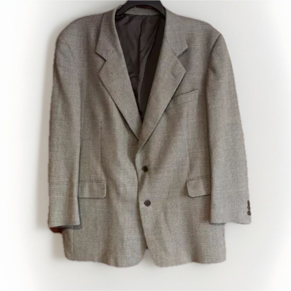Ermenegildo Zegna Brown Wool Tweed Checked Sport Coat Jacket Men's Size 46R VTG
